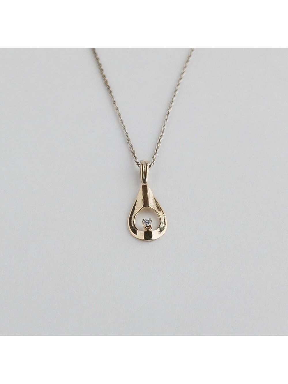 Sterling Silver Pendant Chain Necklace Cubic Zirconia CZ Dainty Vintage .925